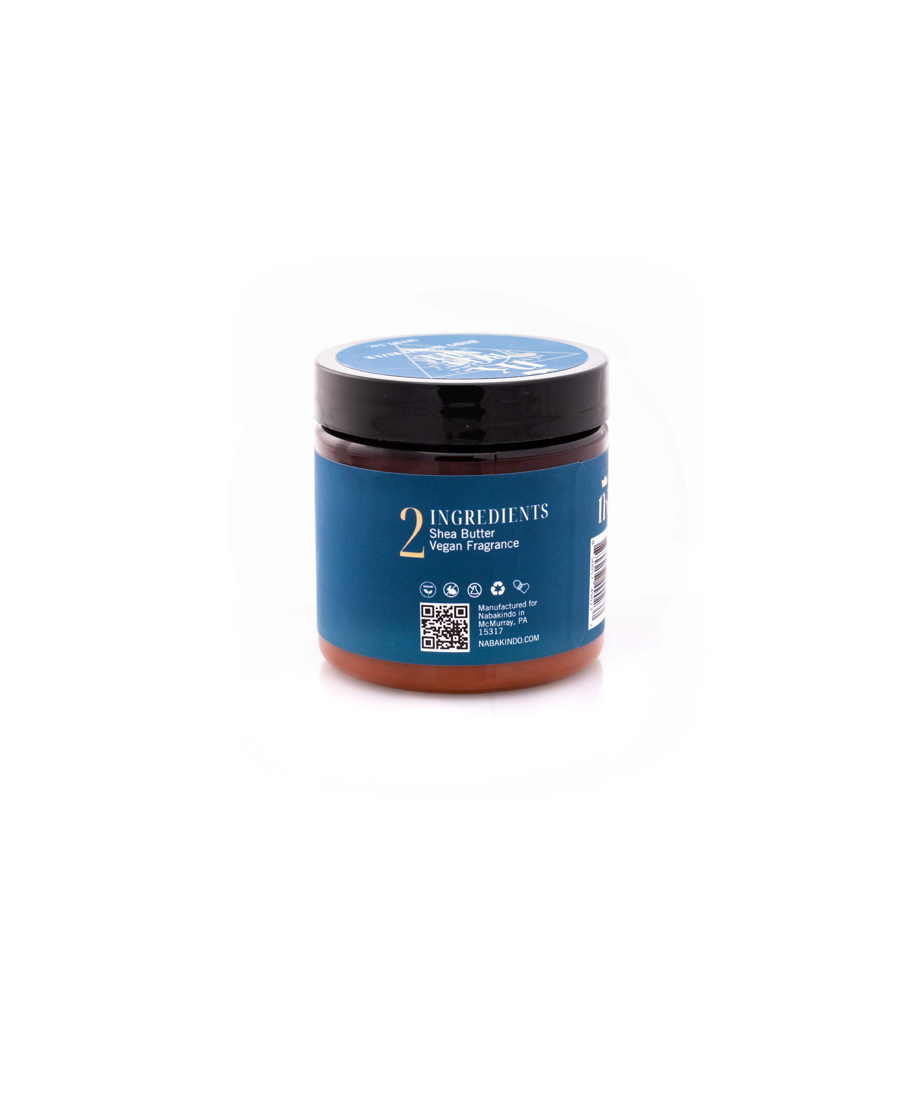Product shot of moisturizer which includes ingredients listed on the packaging. Ingredients include: shea butter and vegan fragrance.