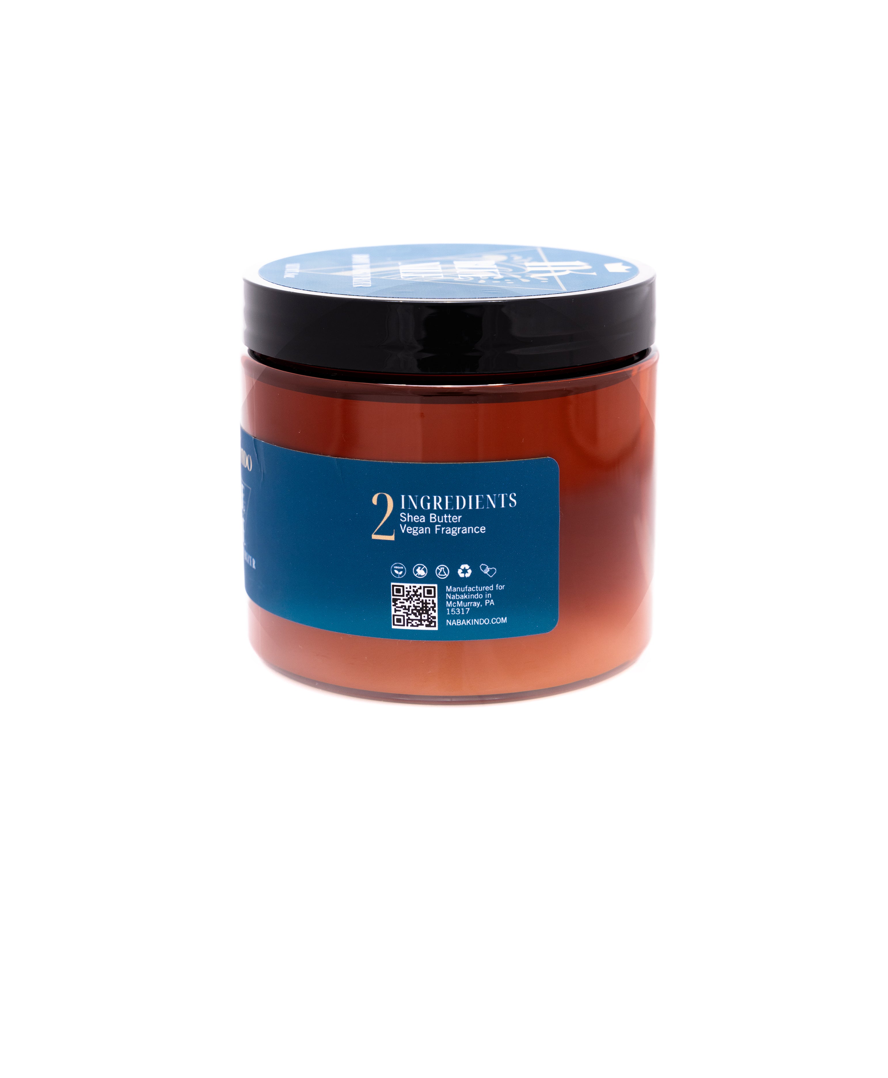 Product shot of moisturizer which includes ingredients listed on the packaging. Ingredients include: shea butter and vegan fragrance.