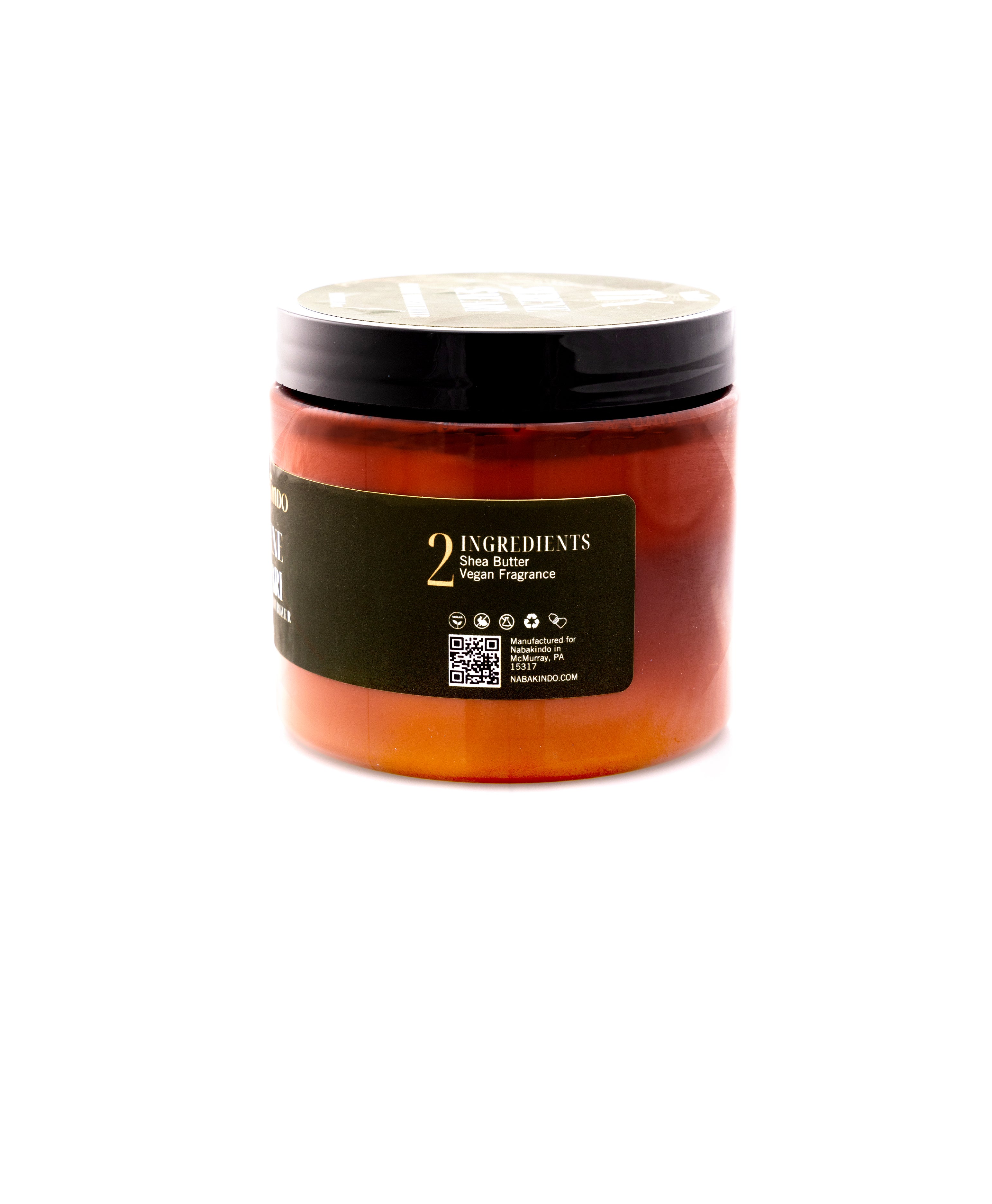 Product shot of moisturizer which includes ingredients listed on the packaging. Ingredients include: shea butter and vegan fragrance.
